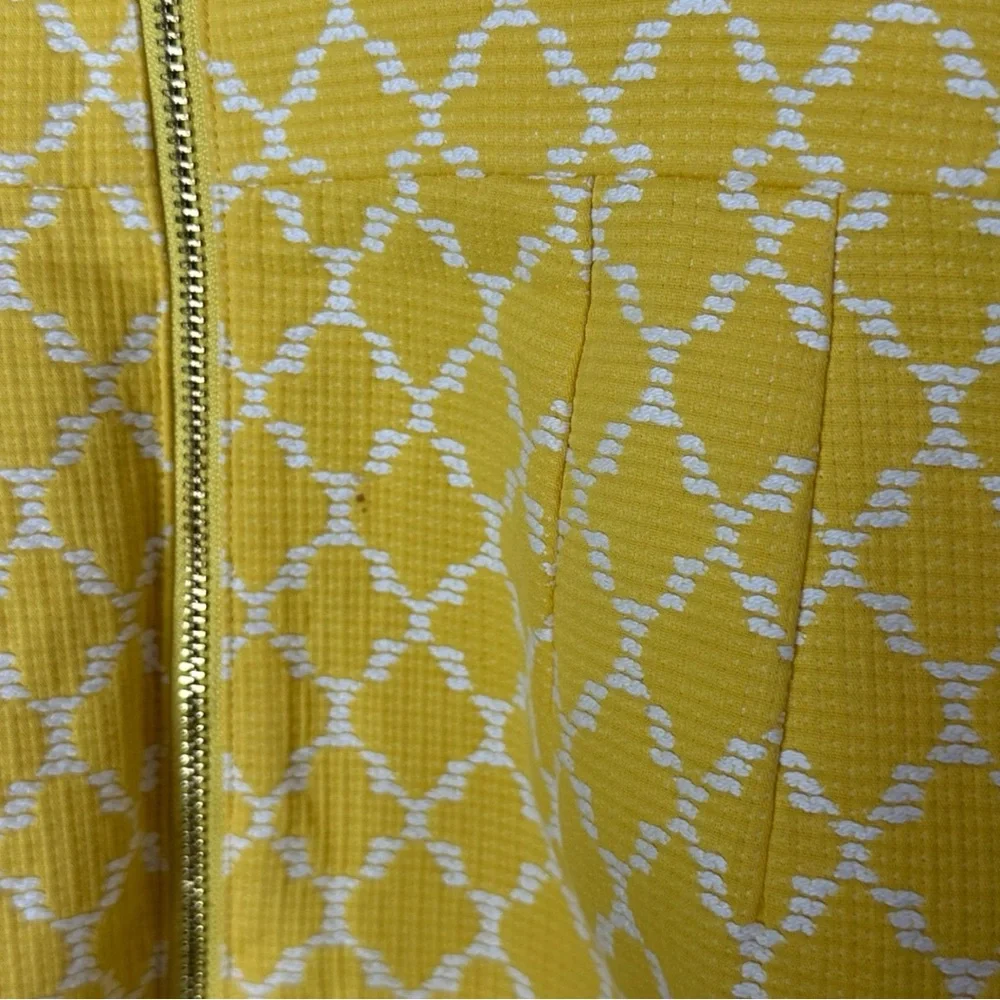 Kate Spade New York Hilary Yellow White Quatrefoil Sweetheart Dress Size 2